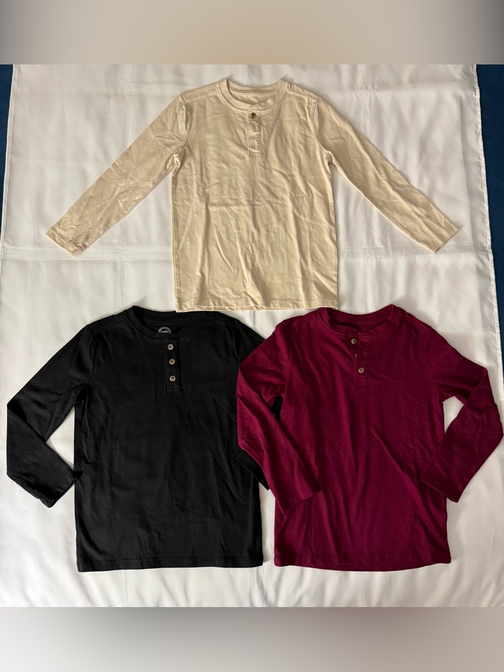 Wonder Nation 3pc Long Sleeve Henley Shirts Bundle